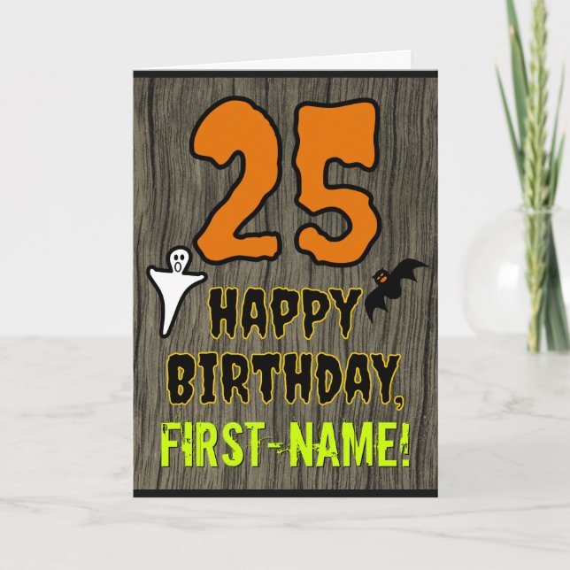 25th Birthday: Spooky Halloween Theme, Custom Name Card (Front)