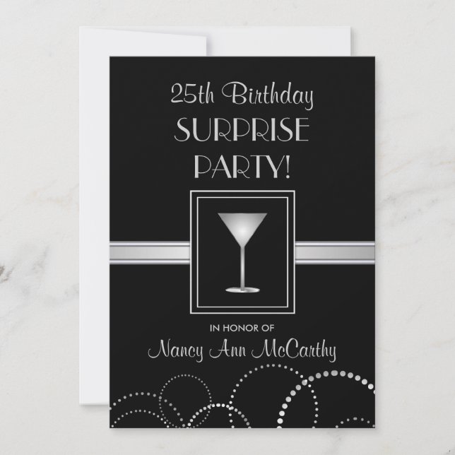 25th Birthday Surprise Party Custom Invitations (Front)