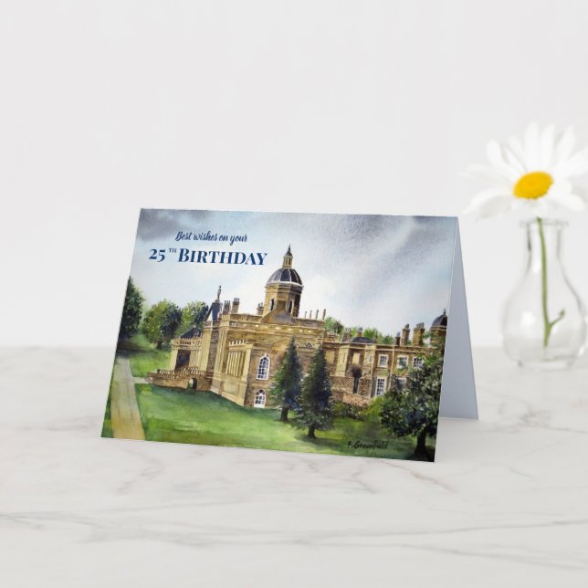 25th Birthday Wishes Castle Howard York Painting Card (Small Plant)