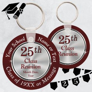 25th Class Reunion Ideas, 25th Reunion Favors, Keychain
