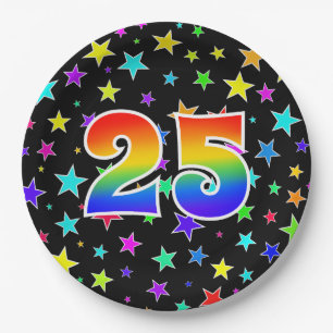 25th Event: Bold, Fun, Colorful Rainbow 25 Paper Plate