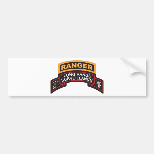 25th Infantry Division LRS Scroll, Ranger Tab Bumper Sticker (Front)