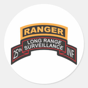 25th Infantry Division LRS Scroll, Ranger Tab Classic Round Sticker