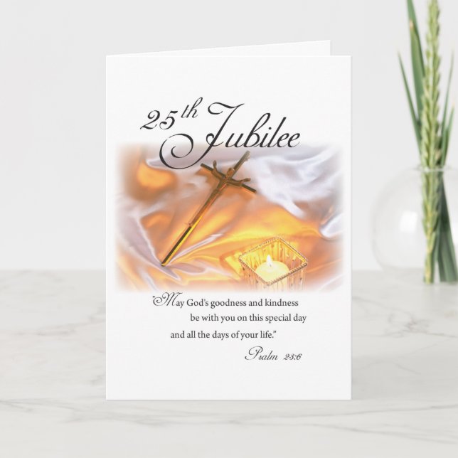 25th Jubilee Religious Life, Nun, Cross Candle Card (Front)