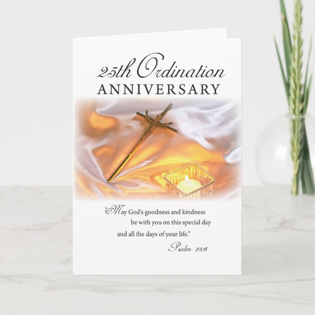 25th Ordination Anniversary, Cross Candle Card (Front)