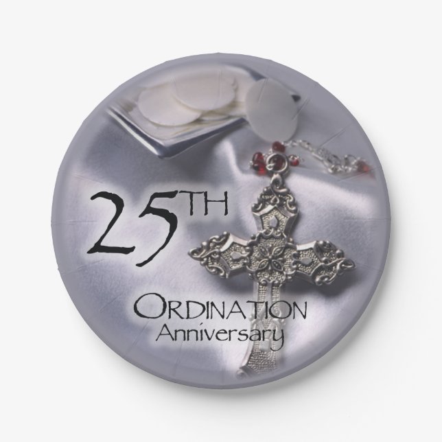 25th Ordination Anniversary Cross Host Paper Plate (Front)