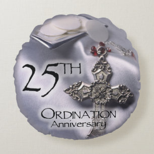 25th Ordination Anniversary Cross Host Round Pillow