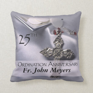 25th Ordination Anniversary Cross Host Throw Pillow