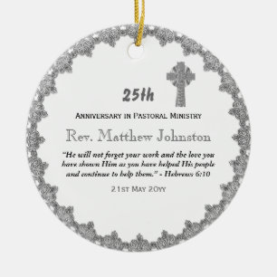 25th Ordination Anniversary Personalized Scripture Ceramic Ornament