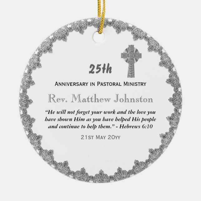25th Ordination Anniversary Personalized Scripture Ceramic Ornament (Front)