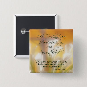 25th Ordination Anniversary Priesthood Lilies 2 Inch Square Button