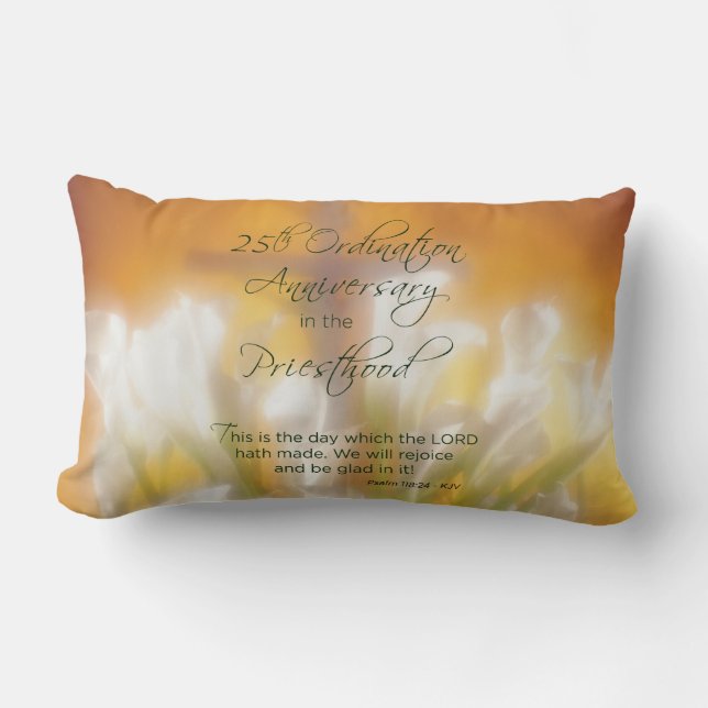 25th Ordination Anniversary Priesthood Lilies Lumbar Pillow (Front)