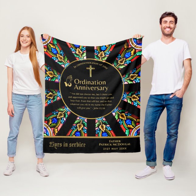 25th Pastor Priest Anniversary Gift Ordination ANY Fleece Blanket (In Situ)