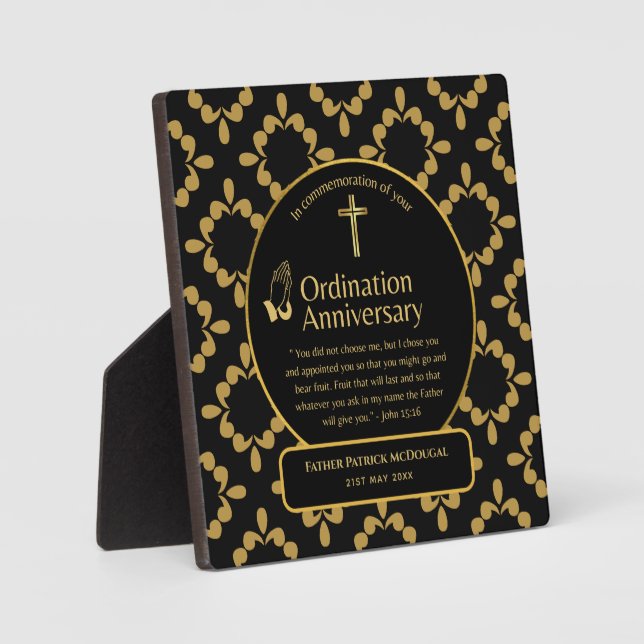 25th Pastor Priest Anniversary Gift Ordination ANY Plaque (Front)