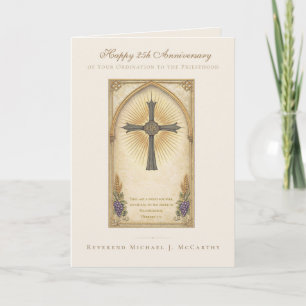 25th Priest Anniversary Catholic IHS Eucharistic Card