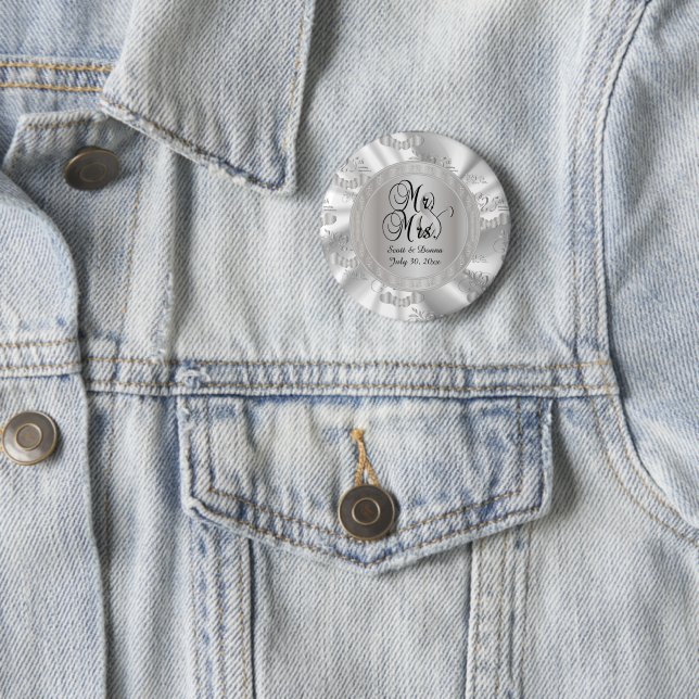 25th Satin Wedding Anniversary 2 Inch Round Button (In Situ)