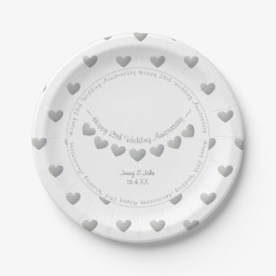 25th Silve Wedding anniversary bunting Paper Plate
