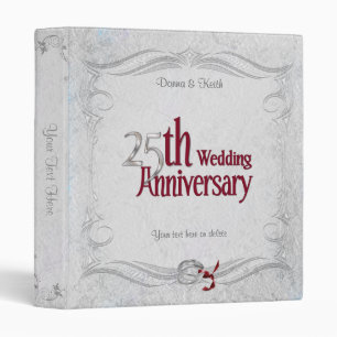 25th Silver and Burgundy Anniversary Binder