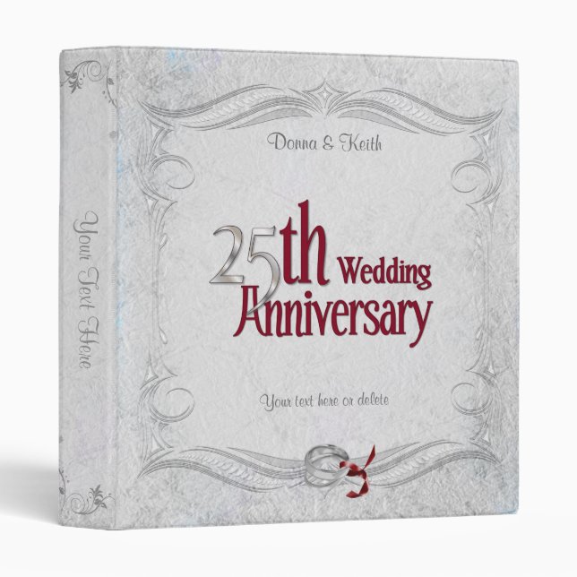 25th Silver and Burgundy Anniversary Binder (Front/Spine)