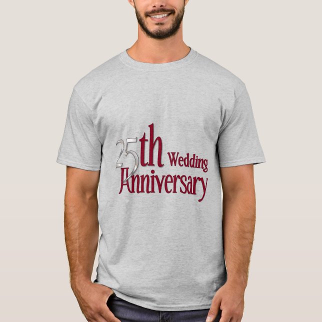 25th Silver and Burgundy Anniversary T-Shirt (Front)