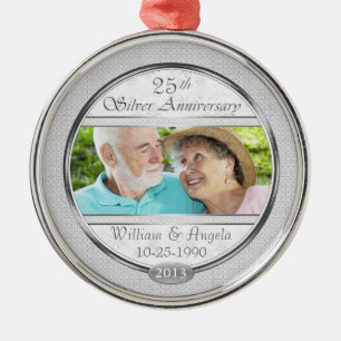 25th Silver Anniversary Cust Photo FrameOrnament Metal Ornament