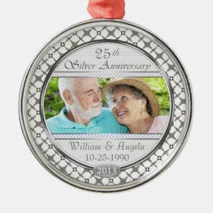 25th Silver Anniversary Custom Photo Ornament