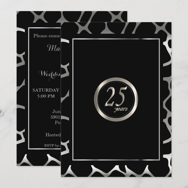 25th Silver Anniversary Design - Giraffe Design Invitation (Front/Back)