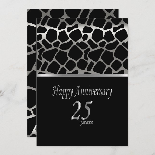 25th Silver Anniversary - Giraffe Pattern Invitati Invitation (Front/Back)
