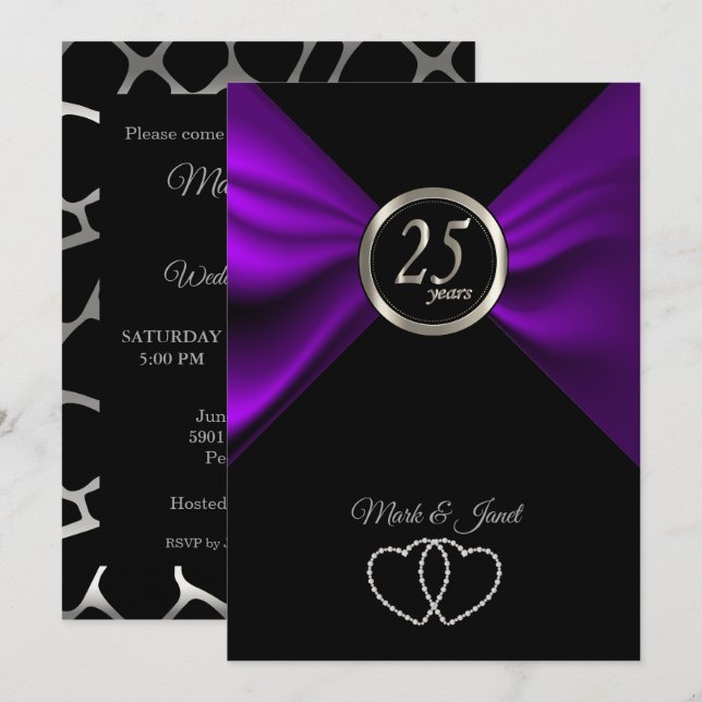 25th Silver Anniversary - Giraffe Pattern Invitation (Front/Back)