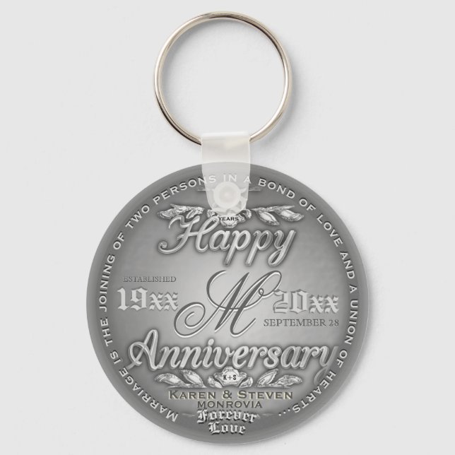 25th Silver Anniversary Monogram Keychain (Front)