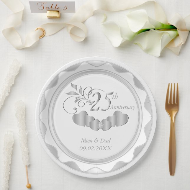 25th Silver Anniversary Paper Plate (Wedding)
