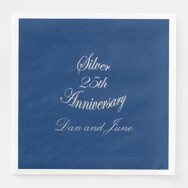 25th Silver Anniversary Personalized Napkin (Front)