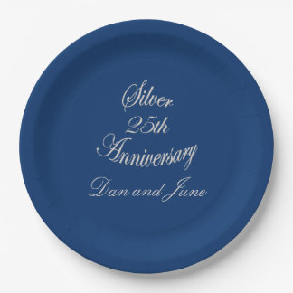 25th Silver Anniversary Personalized Paper Plate