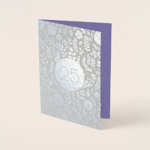 25th Silver Anniversary Real Foil Greeting Cards