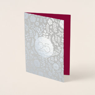 25th Silver Anniversary Real Foil Greeting Cards
