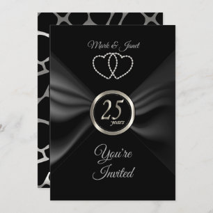 25th Silver Anniversary with BlacK Ribbon Invitation