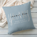 25th Silver Blue Wedding Anniversary Gift Throw Pillow<br><div class="desc">Unique and modern 25th wedding anniversary keepsake throw pillow cushion. Easily personalize and customize by year and name for special friends, couples, parents or your husband / wife. Keep the background colour as is or change to suit your occasion. Be sure to check out the rest of my collection for...</div>