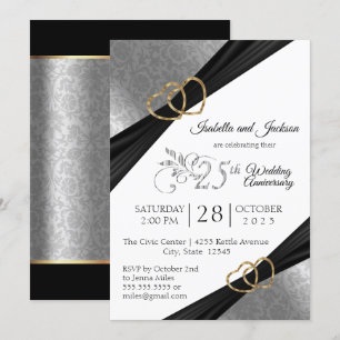 25th Silver Heart Anniversary Design Invitation