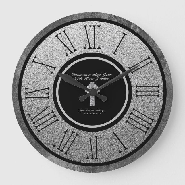 25th Silver Jubilee Ordination Anniversary CUSTOM Large Clock (Front)
