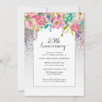 25th Silver Pink Floral Wedding Anniversary