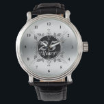 25th Silver Wedding Anniversary | 25 Years Elegant Watch<br><div class="desc">25th Silver Wedding Anniversary Keepsake Watch or Watch for Retirement or Work Anniversary Milestone- This beautiful personalized silver wedding anniversary watch for celebrating 25th wedding anniversary. Ready to be personalized however you wish. Reads 25 years at the centre in classy 3D look letters inside a black circle frame. Against a...</div>