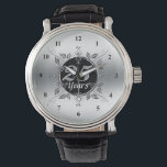 25th Silver Wedding Anniversary | 25 Years Elegant Watch<br><div class="desc">25th Silver Wedding Anniversary Keepsake Watch or Watch for Retirement or Work Anniversary Milestone- This beautiful personalized silver wedding anniversary watch for celebrating 25th wedding anniversary. Ready to be personalized however you wish. Reads 25 years at the centre in classy 3D look letters inside a black circle frame. Against a...</div>