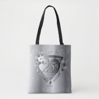 25th Silver Wedding Anniversary 3D Heart Emblem