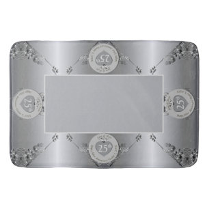 25th Silver Wedding Anniversary Bath Mat