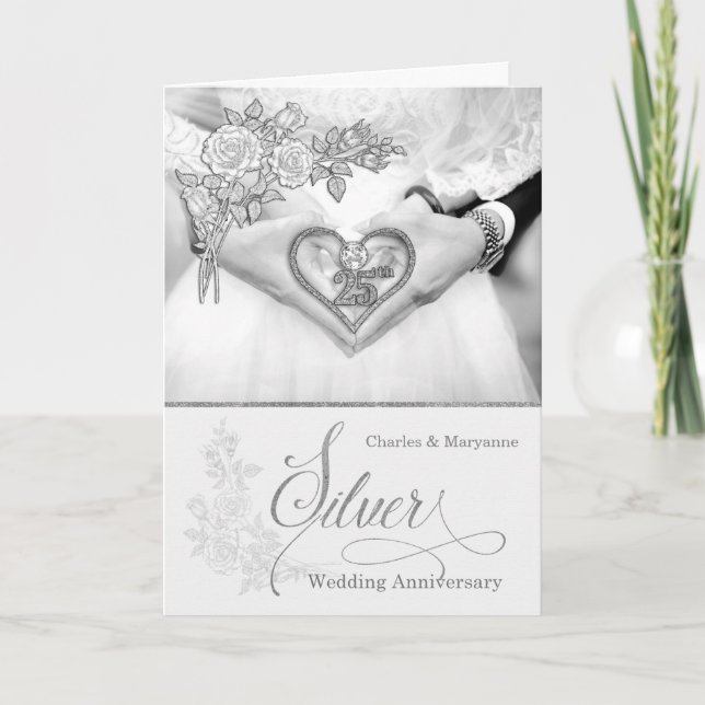 25th Silver Wedding Anniversary Blank Card (Front)