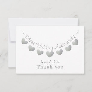 25th Silver Wedding anniversary bunting thank you Card