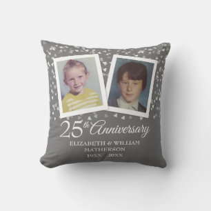 25th Silver Wedding Anniversary Childhood Photos Throw Pillow