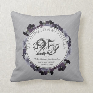 25th SILVER Wedding Anniversary Christian Throw Pillow