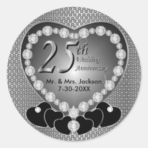25th Silver Wedding Anniversary Classic Round Sticker