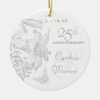25th Silver Wedding Anniversary Custom Keepsake Ceramic Ornament